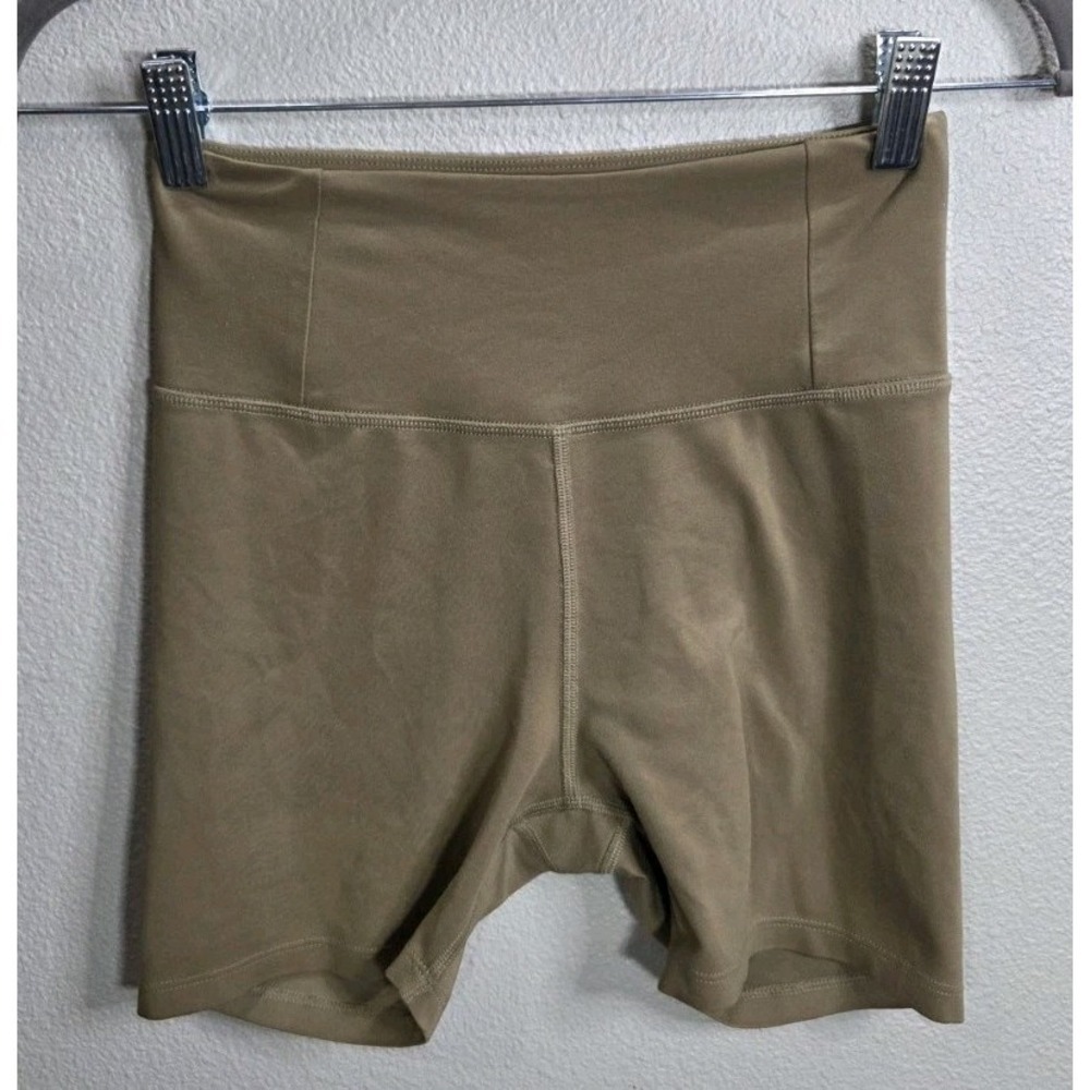 Girlfriend Collective High Rise‎ Bike Shorts Size Small Tan 4" Inseam